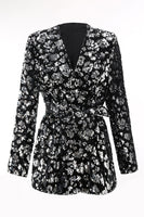 Load image into Gallery viewer, Sparkly Black Sequin 2 Piece Women Prom Suits with Sash