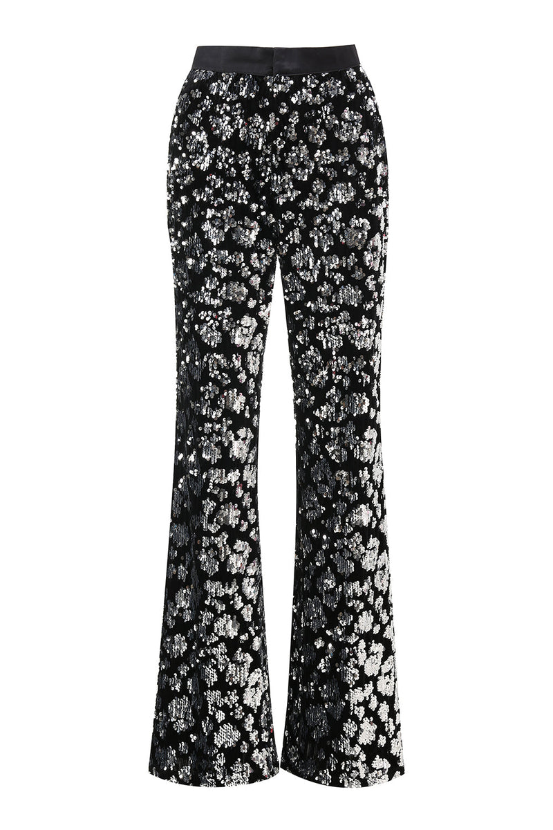 Load image into Gallery viewer, Sparkly Black Sequin 2 Piece Women Prom Suits with Sash