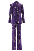 Load image into Gallery viewer, 2 Piece Sparkly Purple Jacquard Notched Lapel Women Prom Homecoming Suits