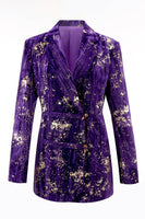 Load image into Gallery viewer, 2 Piece Sparkly Purple Jacquard Notched Lapel Women Prom Homecoming Suits
