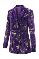 Load image into Gallery viewer, 2 Piece Sparkly Purple Jacquard Notched Lapel Women Prom Homecoming Suits