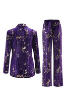 Load image into Gallery viewer, 2 Piece Sparkly Purple Jacquard Notched Lapel Women Prom Homecoming Suits