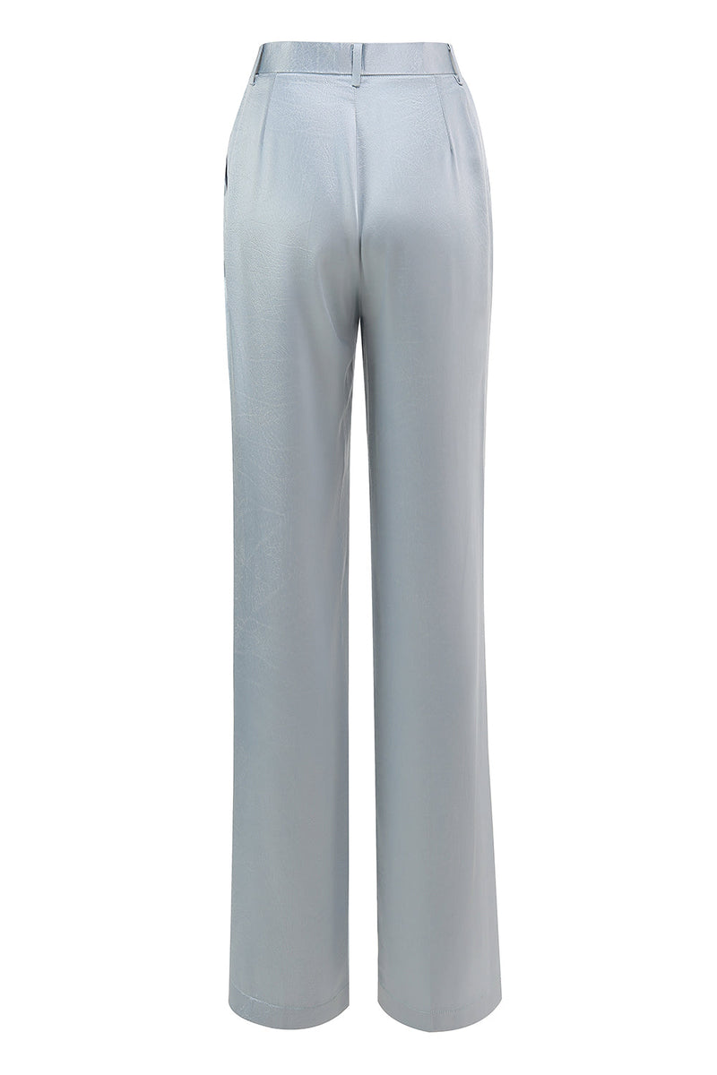 Load image into Gallery viewer, 2 Piece Dusty Blue Satin Peak Lapel Women Prom Suits with Sash