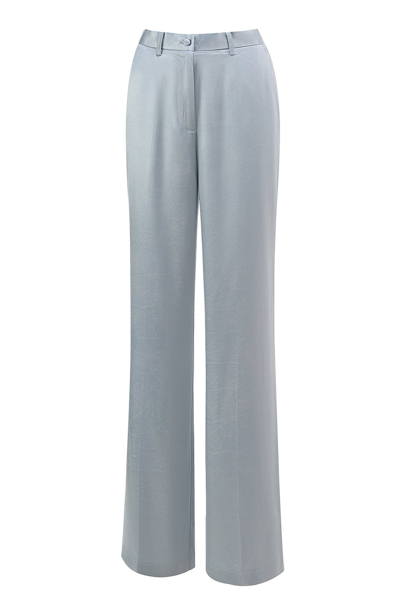 Load image into Gallery viewer, 2 Piece Dusty Blue Satin Peak Lapel Women Prom Suits with Sash