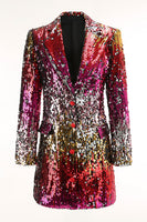 Load image into Gallery viewer, Sparkly Gold and Red Single Breasted Sequin Prom Blazer