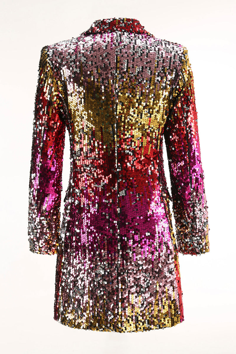 Load image into Gallery viewer, Sparkly Gold and Red Single Breasted Sequin Prom Blazer