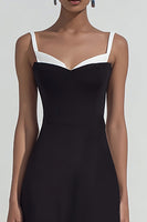 Load image into Gallery viewer, Simple Black and White Spaghetti Straps Sheath Maxi Formal Dress