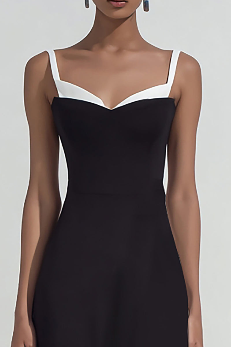 Load image into Gallery viewer, Simple Black and White Spaghetti Straps Sheath Maxi Formal Dress