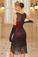 Load image into Gallery viewer, Sparkly Apricot Bodycon Fringed Short 1920s Dress with Sequins