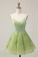 Load image into Gallery viewer, Green Spaghetti Straps A Line Short Homecoming Dress