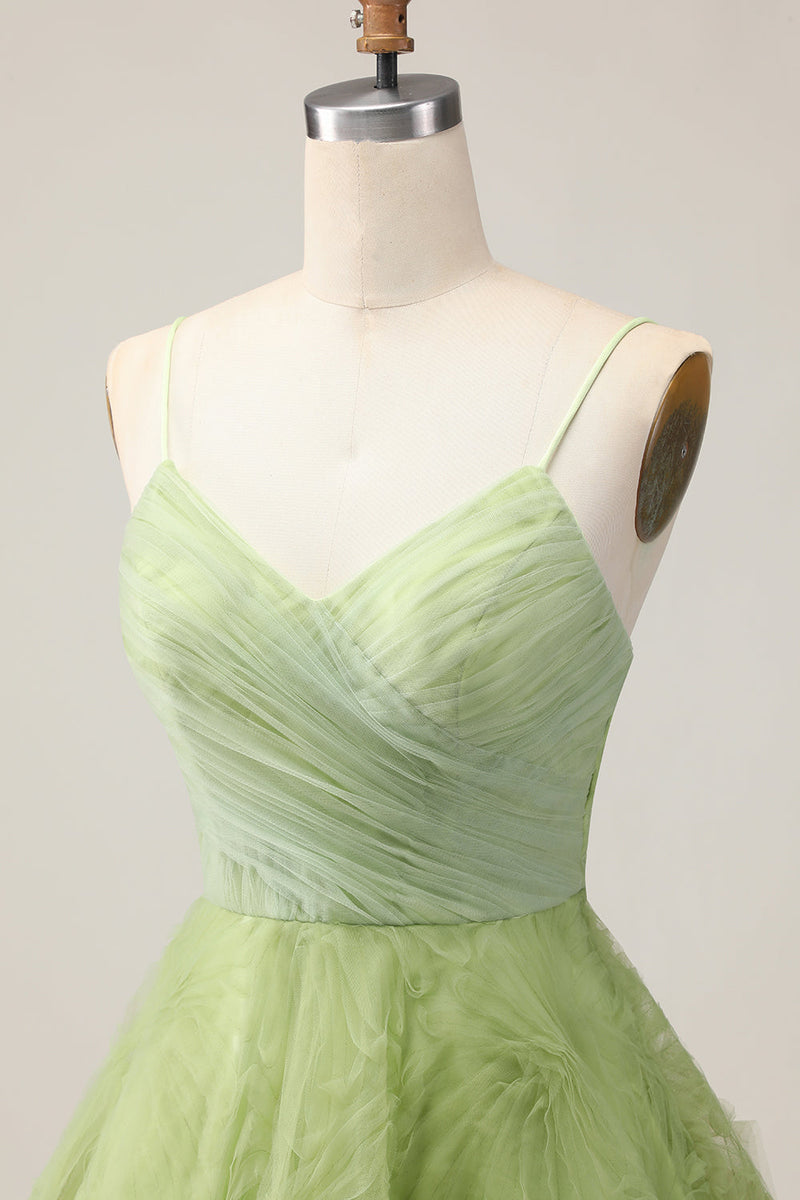 Load image into Gallery viewer, Green Spaghetti Straps A Line Short Homecoming Dress