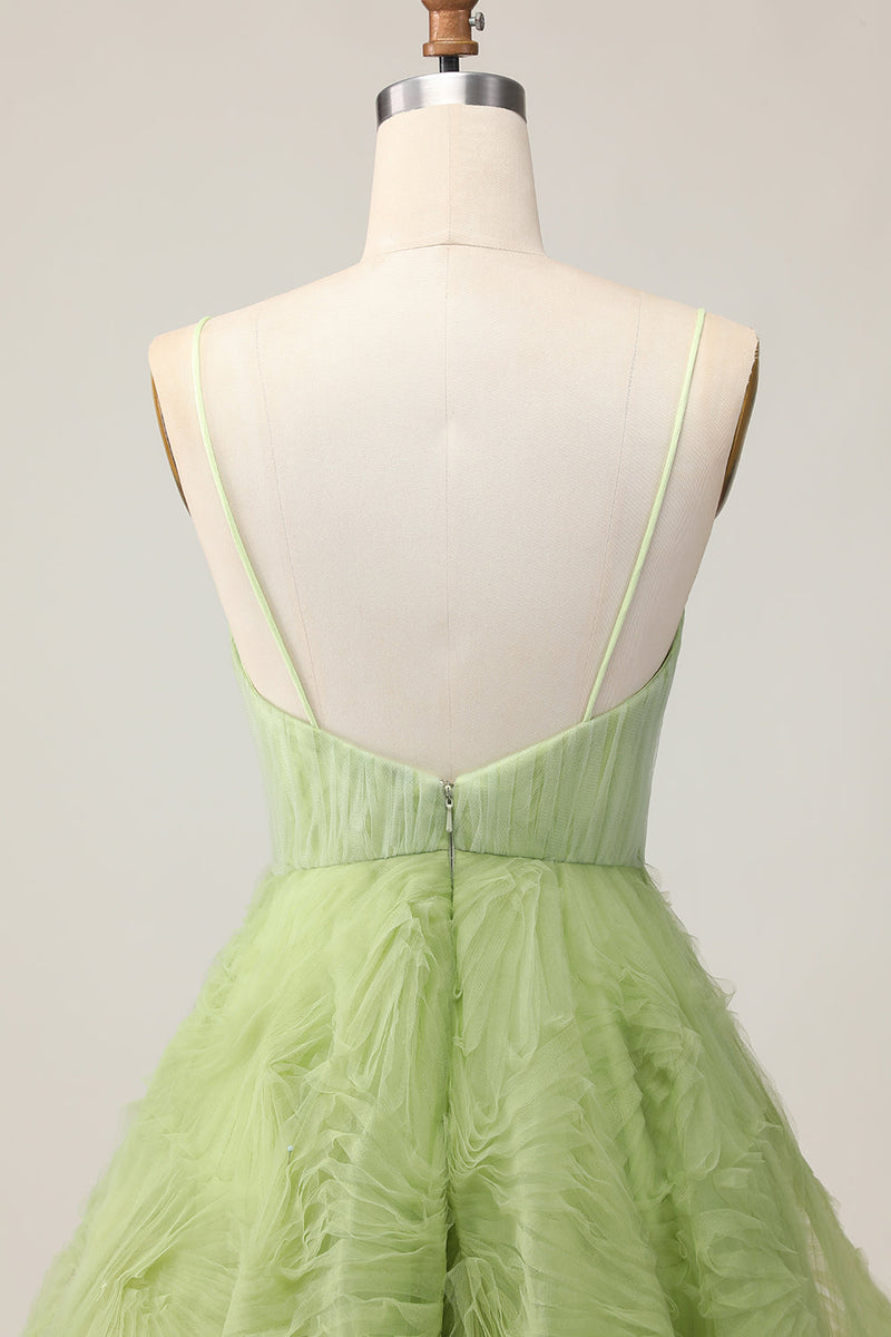 Load image into Gallery viewer, Green Spaghetti Straps A Line Short Homecoming Dress