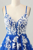 Load image into Gallery viewer, Royal Blue Tulle A Line Short Homecoming Dress with Appliques