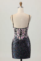 Load image into Gallery viewer, Sparkly Floral White Sequins Tight Short Corset Homecoming Dress
