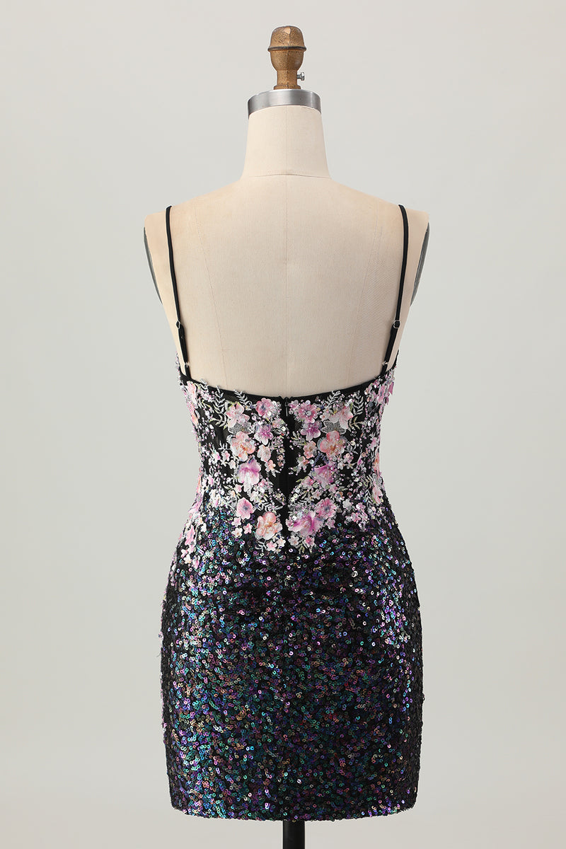 Load image into Gallery viewer, Sparkly Floral White Sequins Tight Short Corset Homecoming Dress