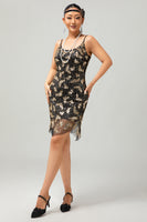 Load image into Gallery viewer, Sparkly Black Golden Tight Sequins Short 1920s Dress with Beading