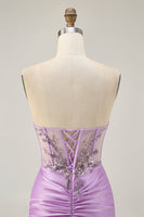 Load image into Gallery viewer, Sparkly Lilac Tight Short Corset Homecoming Dress with Beading