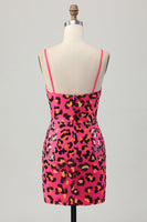 Load image into Gallery viewer, Sparkly Fuchsia Sequin Leopard Tight Short Homecoming Dress
