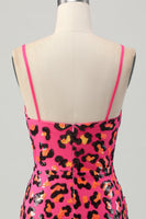 Load image into Gallery viewer, Sparkly Fuchsia Sequin Leopard Tight Short Homecoming Dress