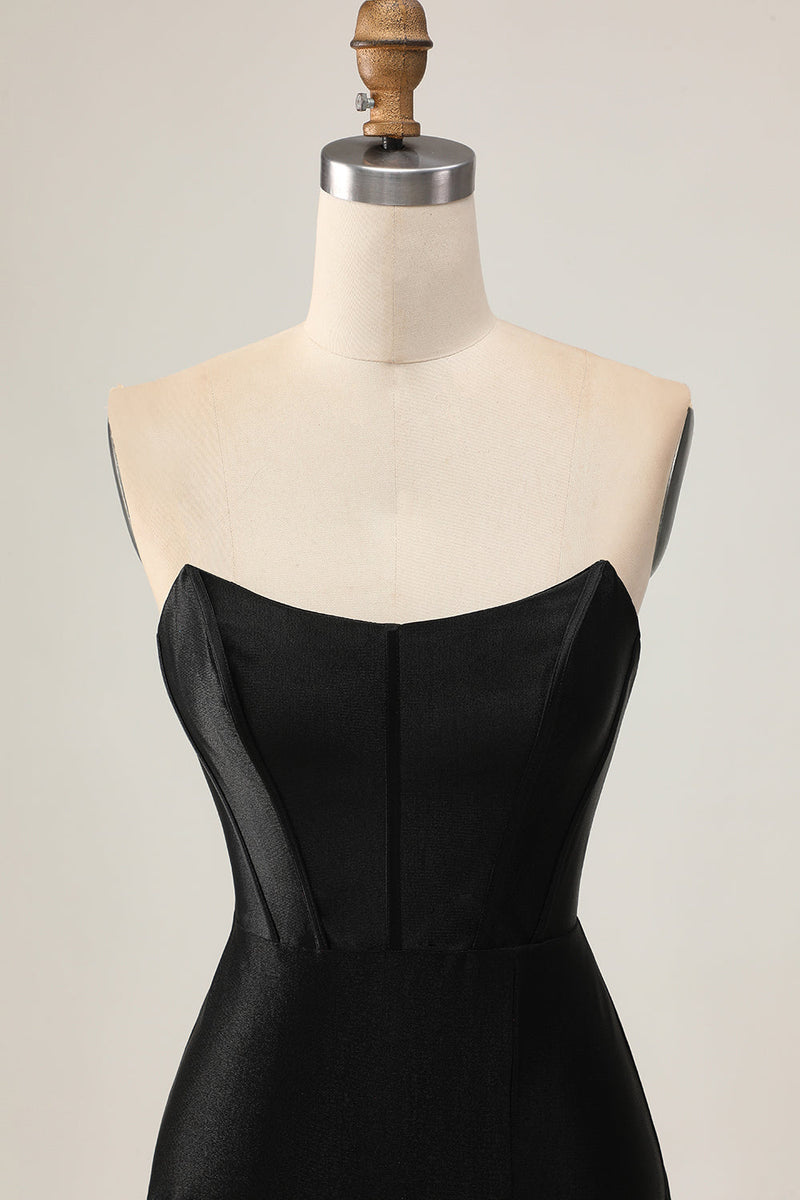 Load image into Gallery viewer, Sparkly Black Tight Strapless Short Corset Homecoming Dress with Beading