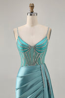 Load image into Gallery viewer, Sparkly Green Satin Tight Short Corset Homecoming Dress