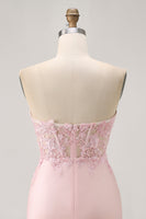 Load image into Gallery viewer, Foral Blush Tight Satin Short Corset Homecoming Dress with Lace