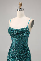 Load image into Gallery viewer, Sparkly Grey Blue Short Corset Tight Sequins Homecoming Dress with Slit