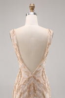 Load image into Gallery viewer, Sparkly V-Neck Champagne Short Sequin Tight Homecoming Dress