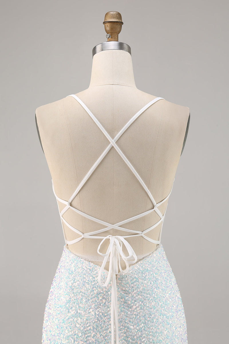 Load image into Gallery viewer, Sparky Short White Corset Floral Tight Homecoming Dress