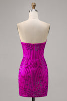 Load image into Gallery viewer, Sparkly Sweetheart Fuchsia Short Corset Tight Homecoming Dress