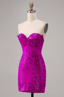 Load image into Gallery viewer, Sparkly Sweetheart Fuchsia Short Corset Tight Homecoming Dress