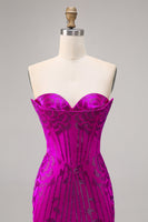 Load image into Gallery viewer, Sparkly Sweetheart Fuchsia Short Corset Tight Homecoming Dress