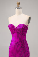 Load image into Gallery viewer, Sparkly Sweetheart Fuchsia Short Corset Tight Homecoming Dress