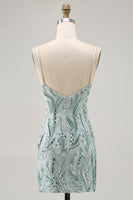 Load image into Gallery viewer, Sparkly Green Beaded Tight Short Homecoming Dress with Sequins