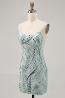 Load image into Gallery viewer, Sparkly Green Beaded Tight Short Homecoming Dress with Sequins