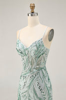 Load image into Gallery viewer, Sparkly Green Spaghetti Straps Short Corset Homecoming Dress with Sequins