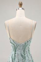 Load image into Gallery viewer, Sparkly Green Beaded Tight Short Homecoming Dress with Sequins