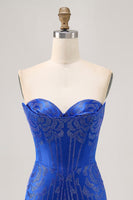 Load image into Gallery viewer, Sparkly Royal Blue Satin Tight Short Homecoming Dress with Beading