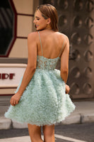 Load image into Gallery viewer, Sage Green Ruffled Corset Short Homecoming Dress with Lace