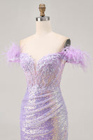 Load image into Gallery viewer, Sparkly Floral Lilac Sequins Tight Short Corset Homecoming Dress