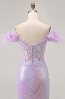 Load image into Gallery viewer, Sparkly Floral Lilac Sequins Tight Short Corset Homecoming Dress