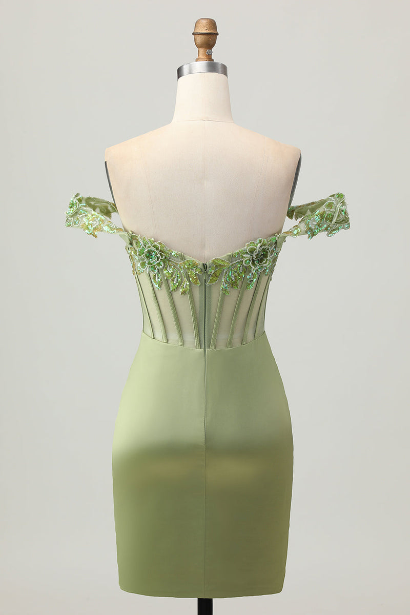 Load image into Gallery viewer, Sparkly Green Tight Short Corset Homecoming Dress