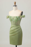 Load image into Gallery viewer, Sparkly Green Tight Short Corset Homecoming Dress