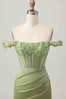 Load image into Gallery viewer, Sparkly Green Tight Short Corset Homecoming Dress