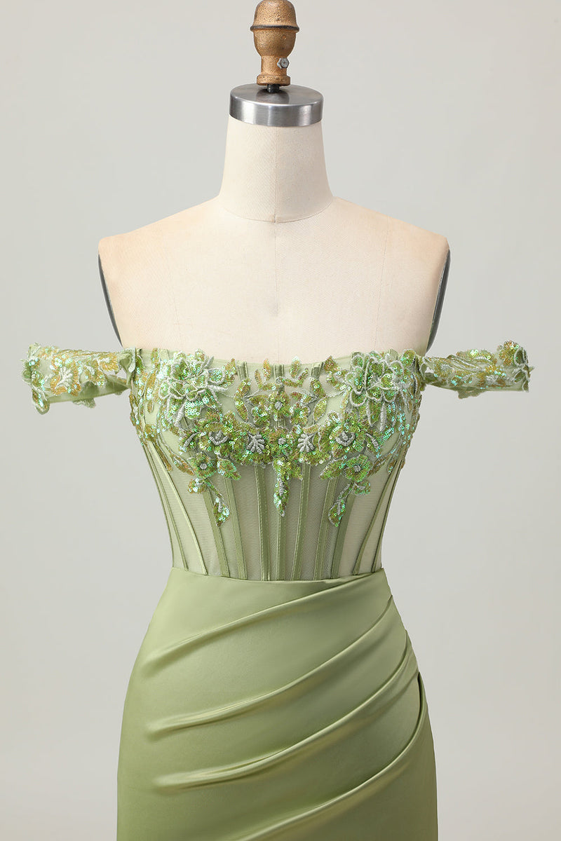 Load image into Gallery viewer, Sparkly Green Tight Short Corset Homecoming Dress