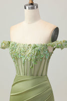 Load image into Gallery viewer, Sparkly Green Tight Short Corset Homecoming Dress