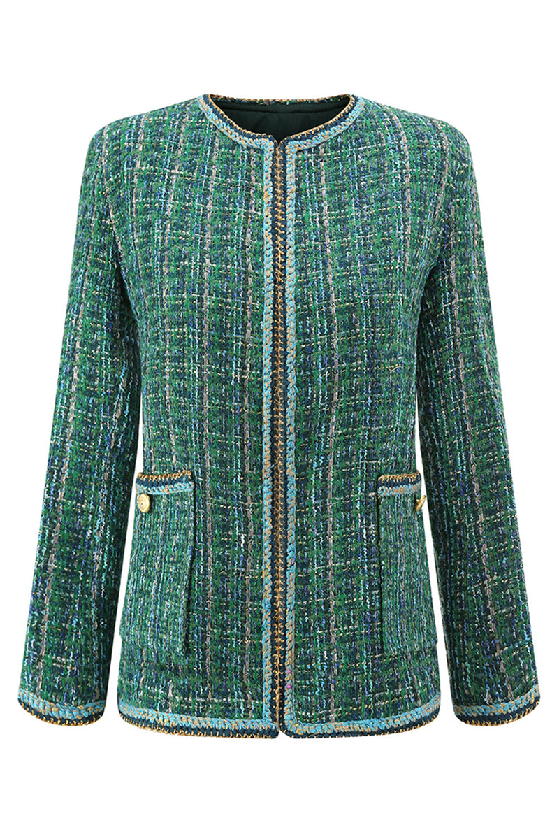 Load image into Gallery viewer, 2 Piece Dark Green Tweed Plaid Women Prom Suits