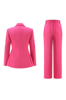 Load image into Gallery viewer, 2 Piece Fuchsia Peak Lapel Double Breasted Women Prom Suits