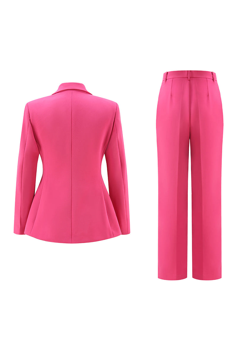 Load image into Gallery viewer, 2 Piece Fuchsia Peak Lapel Double Breasted Women Prom Suits