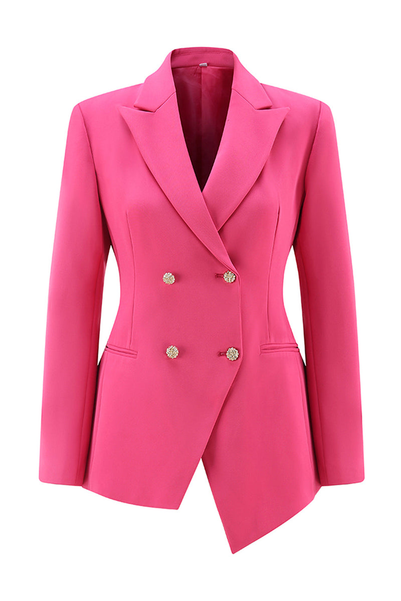 Load image into Gallery viewer, 2 Piece Fuchsia Peak Lapel Double Breasted Women Prom Suits